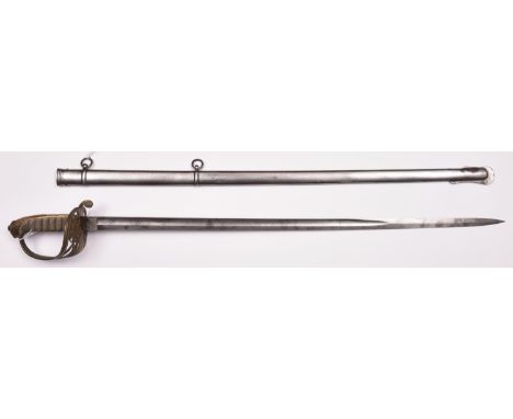 An 1845 pattern Infantry officer’s sword to the 3rd London Rifle Volunteers, blade 32” etched with panels of scrolls, crown o