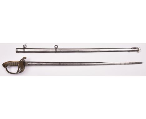 An 1845 pattern Infantry officer’s sword to the 3rd London Rifle Volunteers, blade 32” etched with panels of scrolls, crown o