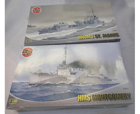 Two Airfix 1/400 scale ship kits HMS Montgomery and HNOMS St Albans, both as new, wear to boxes, unchecked. P&amp;P Group 1 (