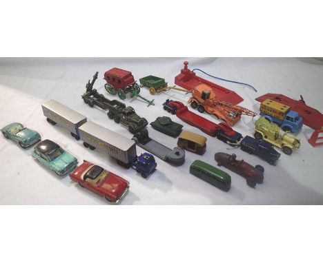 Selection of fifteen unboxed/playworn diecast, various makes and types, including three spot on, Sunbeam Alpine, Austin A40 a