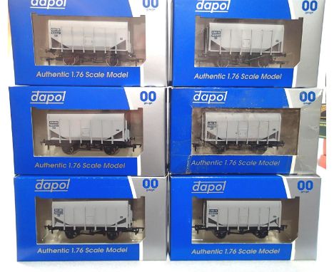 OO scale, Dapol, rake of 6x, B502A, Bulk Grain Wagons, BR grey, all with different running numbers, excellent condition boxed