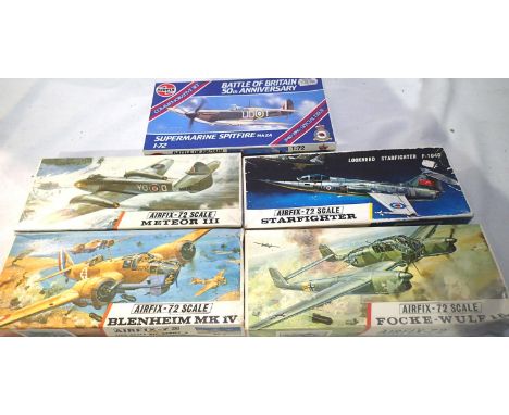 Five Airfix 1/72 scale aircraft kits, unchecked, boxes with wear. P&amp;P Group 1 (£14+VAT for the first lot and £1+VAT for s