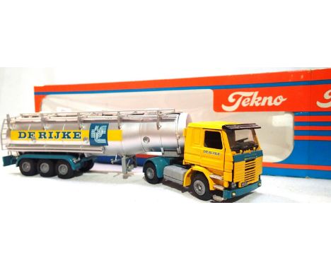 Tekno Big Trucks, Scania 143m with tanker, De Rijke, excellent condition, storage wear to box, missing Scania decal to cab fr