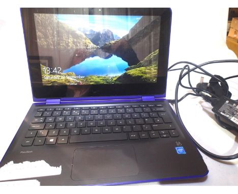 HP Pavilion X laptop computer, operating Windows 10 Home, 4GB ram, with power supply, username and password supplied. All key