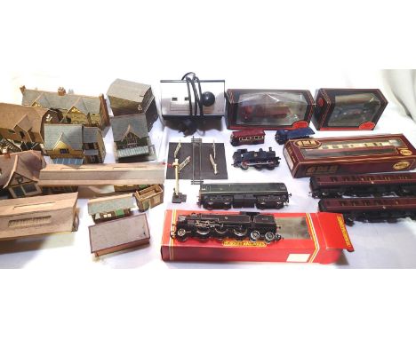 OO scale Hornby 2.6.4 tank, CL26 diesel, three coaches, four Diecast vehicles, H&amp;M clipper controller plus selection of c