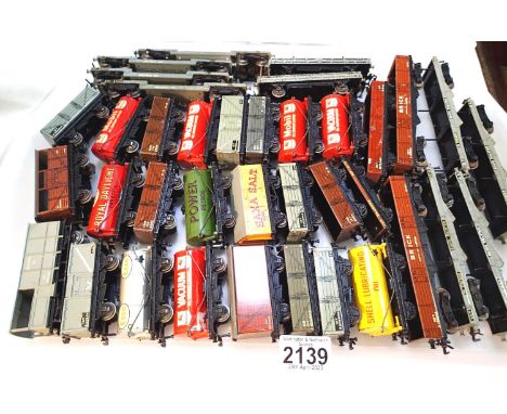 Hornby Dublo 3 rail, selection of 36x 3 rail wagons, mostly tinplate, good condition, unboxed. P&amp;P Group 2 (£18+VAT for t
