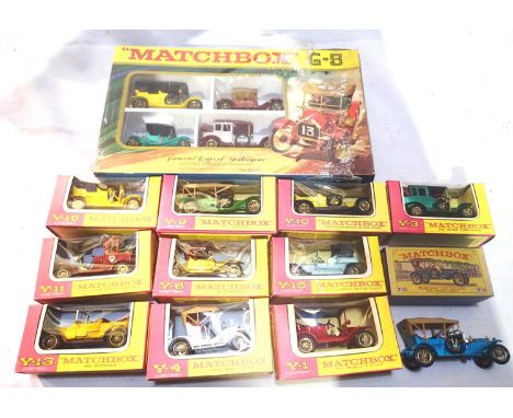 Matchbox Yesteryears set G5 set of four cars, circa 1970, in excellent condition, part factory cellophane cover, plus eleven 