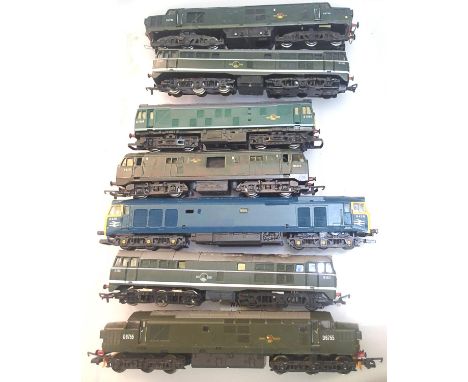 OO scale selection of seven diesel Outline locomotives, various makes and types, some refinished, some may require attention,