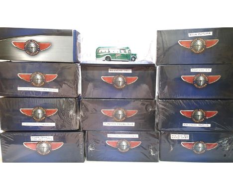 Eleven Atlas Editions Classic Coaches Collection, 10x factory sealed with identity labels, wear to some boxes. P&amp;P Group 