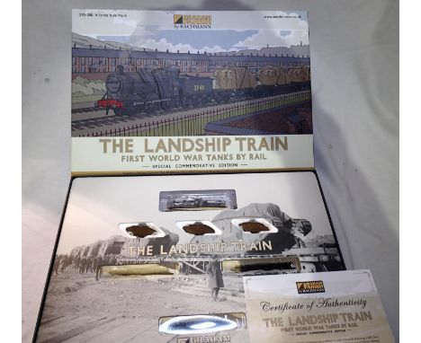 N gauge Farish/Bachmann 370-300 The Landship Train pack, First World War tanks by rail, comprising of Midland Class 4F Black 