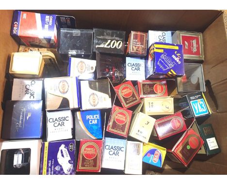 Approximately 35 boxed diecast vehicles, various makes and types, mostly in good condition, wear to boxes, and a selection of