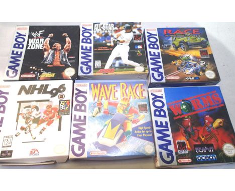 Nintendo Gameboy games: WWF War Zone, All-Star Baseball 99, Race Days, NHL 96,, Wave Race and Worms, all boxed (6). P&amp;P G