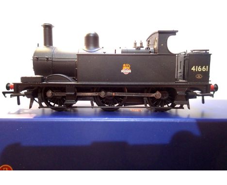 OO scale Bachmann 31-431, class 1F, 41661, black Early Crest, near mint condition, storage wear to box. P&amp;P Group 1 (£14+