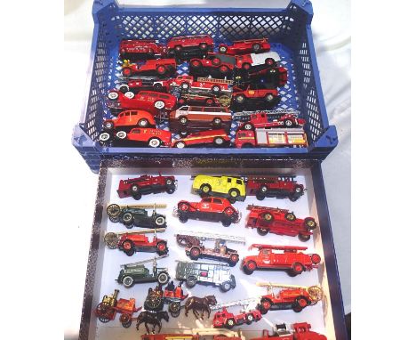 Selection of approximately 30 fire engines, various scales and makes, mostly in good/unboxed condition. P&amp;P Group 2 (£18+