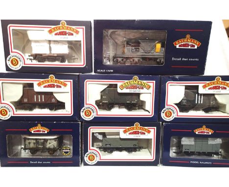 OO scale, Bachmann 8x assorted wagons, all different to include Queen Mary brake van, all BR Livery, excellent condition, sto