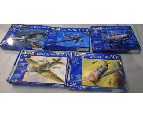 Five Revell 1/72 scale aircraft kits, unchecked, wear to boxes. P&amp;P Group 1 (£14+VAT for the first lot and £1+VAT for sub