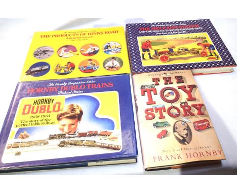 Four books relating to Frank Hornby, Meccano, Hornby Dublo etc, all in good condition. P&amp;P Group 1 (£14+VAT for the first