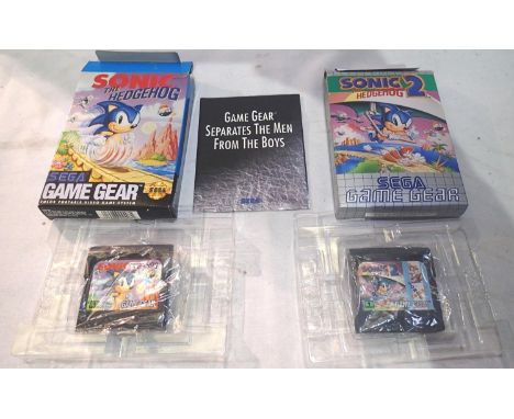 Sega Game Gear games: Sonic The Hedgehog, and Sonic The Hedgehog 2, both boxed (2). P&amp;P Group 1 (£14+VAT for the first lo