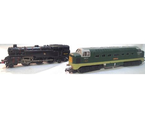 OO scale Hornby Dublo Deltic Crepello in fair condition, modified pick ups, plus 2.6.4 tank, repainted, modified pick up, bot