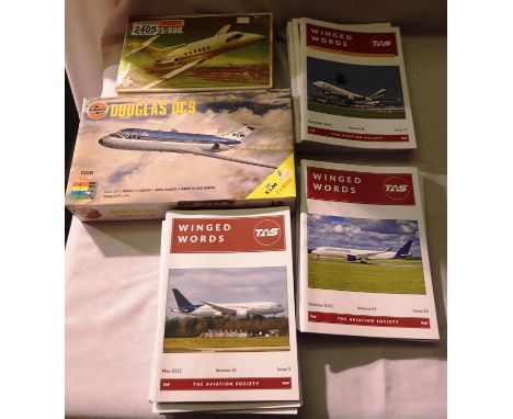 Two Passenger aircraft plastic kits; Airfix 1/144 scale Douglas DC9, Matchbox 1/72 scale Hawker Siddley 125/600 also includes