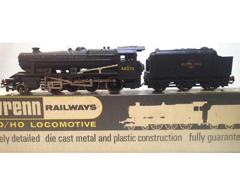 OO scale Wrenn W2224, class 8F, 48073, Black, Late Crest in good condition, box is fair to good, replacement tender wheels. P