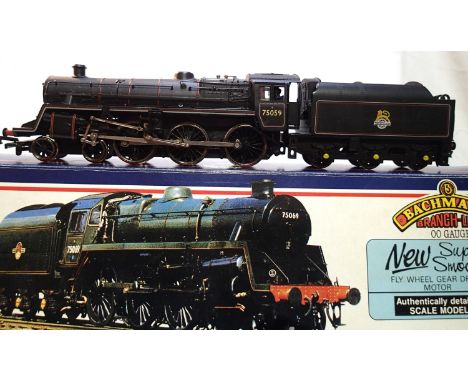 OO scale Bachmann 31-105, class 4, Black, 75059, Early Crest in very good to excellent condition, wear to box. P&amp;P Group 