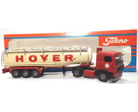 Tekno Big Trucks, Volvo F12 with tanker, Hoyer, excellent condition, missing 1x jewelled headlamp, box with wear. P&amp;P Gro