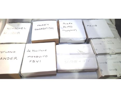 Nine Atlas Editions Aircraft, all in factory packaging, storage wear to boxes, also includes 2x damaged aircrafts. P&amp;P Gr