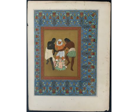 DISBOUND DOUBLE-SIDED PAGE WITH GILT RAISED CHROME-LITHOGRAPHIC PLATE FROM PARADISE AND THE PERI
BY THOMAS MOORE IN A MANUSCR