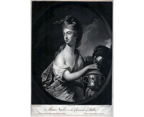 MISS NAILER IN THE CHARACTER OF HEBE 
MEZOTINT OVAL PORTRAIT BY W. DICKINSON AFTER R.E.PINE
APP.SIZE: 35cm x 25cm