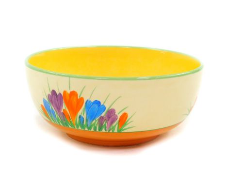 A Clarice Cliff pottery fruit bowl decorated in the Autumn Crocus pattern, for Royal Staffordshire Pottery, A G Wilkinson Ltd