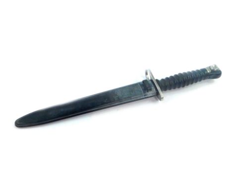 A Swiss Army 1957 model bayonet and scabbard, by Waffenfabrik Neuhausen., 37cm wide.