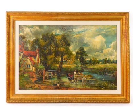 After John Constable (British, 1776-1837). The Haywain, oil on canvas, 50.5cm high, 76.5cm wide.