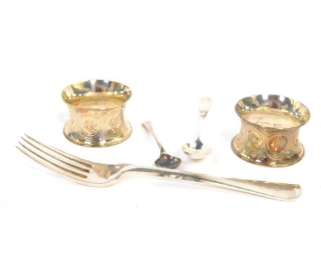 A pair of Victorian Scottish silver napkin rings, with engraved decoration, possibly provincial, Victorian Scottish silver de