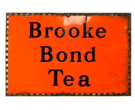 A Brooke Bond Tea orange backed enamel advertising sign, 50.5cm high, 78cm wide.