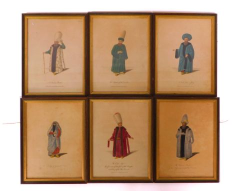 Six hand coloured engravings from William Wittemand, Travels in Turkey Asia Minor, etc., comprising A Lady of Grand Cairo, Th