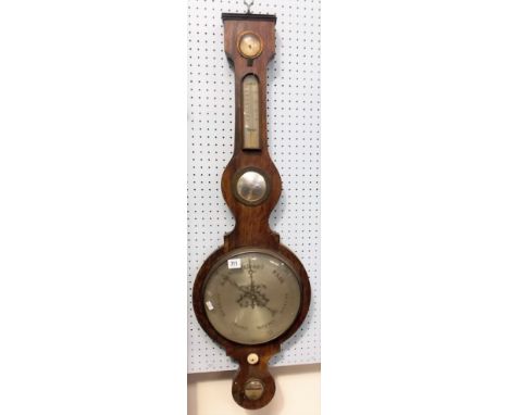 19th Century mahogany cased banjo barometer/thermometer, height 102cm