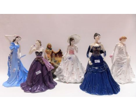 Six various contemporary porcelain Limited Edition lady figures including Royal Worcester 'The Garden Party' and Wedgwood 'Sa