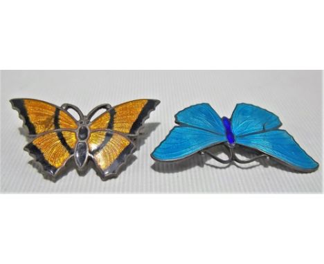 George V silver and enamel butterfly brooch, maker JA &amp; S, Birmingham 1918, width 38mm; together with another enamel 'STR