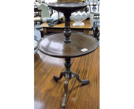 Small mahogany 19th Century style two-tier tripod wine table, height 56cm