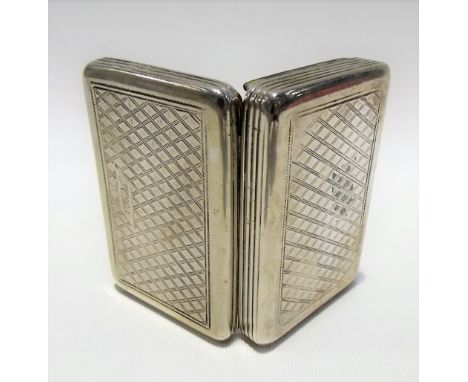 Early 19th Century Austro-Hungarian silver engine turned rectangular snuff box, the hinged lid and base with cross hatched tu