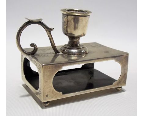 Edwardian silver matchbox holder/chamber stick, maker S.I.LD, London 1901, weight 2.30oz approx