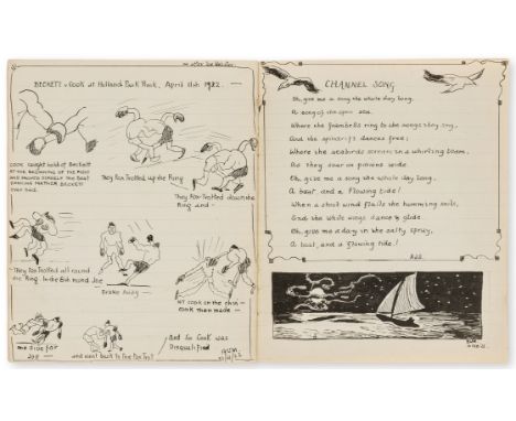 Commonplace Book.- M. (B.W.) Log Book of the Mohawk Council, manuscript, watercolour title and 35pp. of pen and ink drawings,