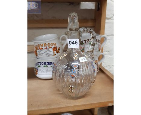 4 ADVERTISING SOUP CUPS AND DECANTER 