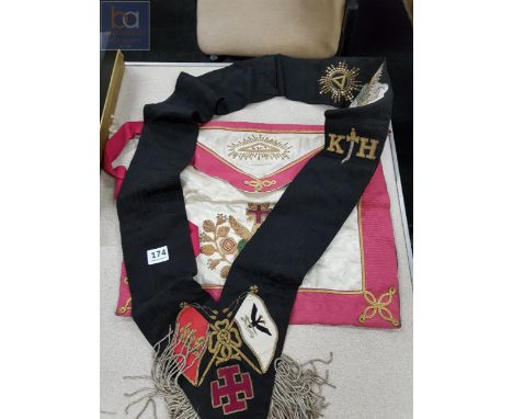 OLD MASONIC APRON AND SASH 