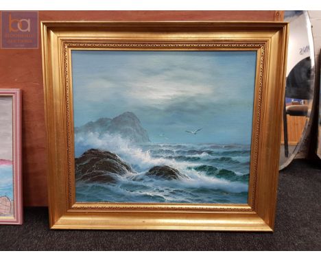 SIGNED OIL ON BOARD SEASCAPE 