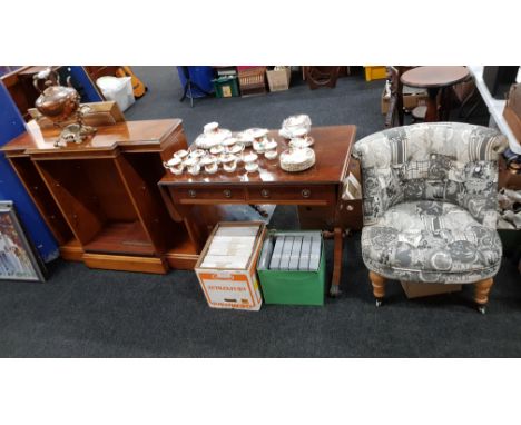 SOFA TABLE AND BOOKCASE AND CHAIR