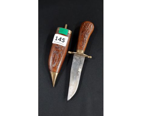 CARVED DAGGER AND SHEATH