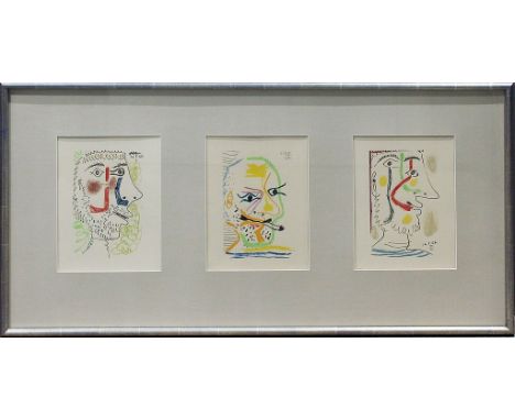 Picasso, Pablo (1881 Malaga - Mougins 1973) Drei Farblithographien mit Profilporträts bärtiger Männer. Je im Stein dat. (19)6