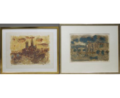 Kruck, Christian (1925 Hamburg - Frankfurt am Main 1985)  Fünf Arbeiten mit Motiven aus Paris. (Farb)Lithographien, je u. mit